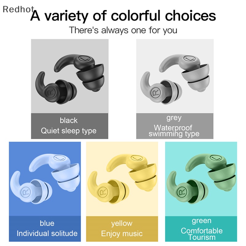 &lt; Redhot &gt; Nút Bịt Tai Bằng Silica gel Mềm Cách Âm Chống Ồn Khi Ngủ