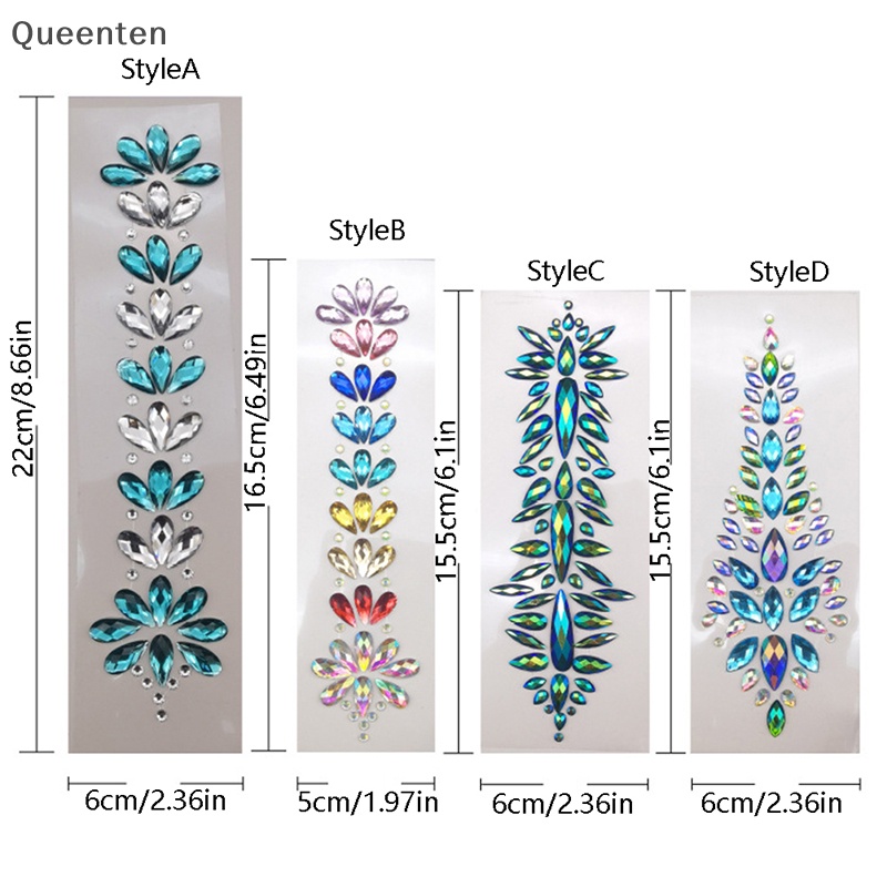 Miếng Dán Hình Xăm 3D Pha Lê Queenten Hoorhoofd Hoofddeksel Lấp Lánh