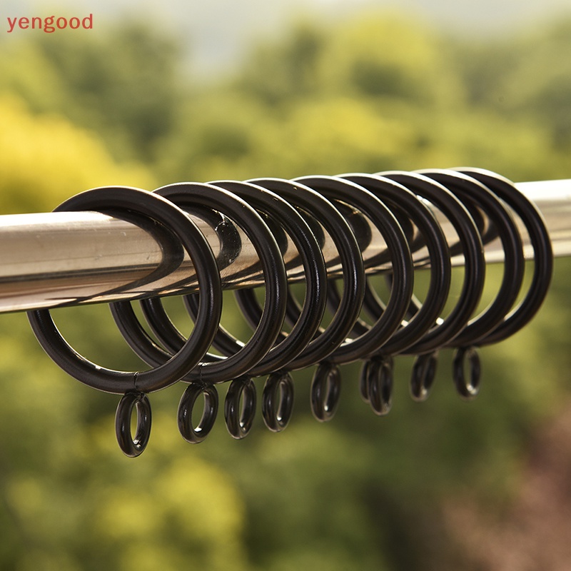 (YGD) 10 Vòng Treo Rèm Cửa Bằng Kim Loại Màu Đen 5 Kích Cỡ