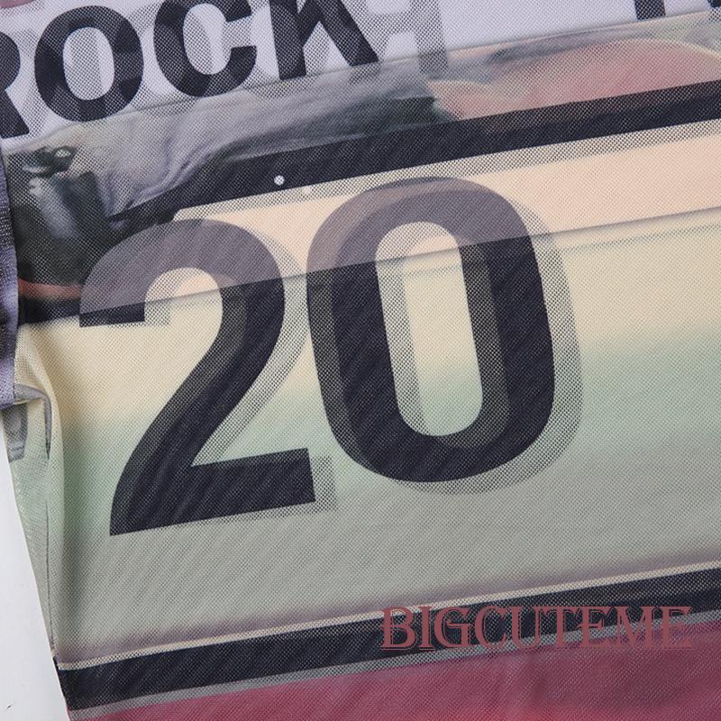 [] Áo Thun Lưới Ngắn Tay Xuyên Thấu Cổ Thuyền In Chữ Going Out Y2k Thời Trang Mùa Hè Cho Nữ