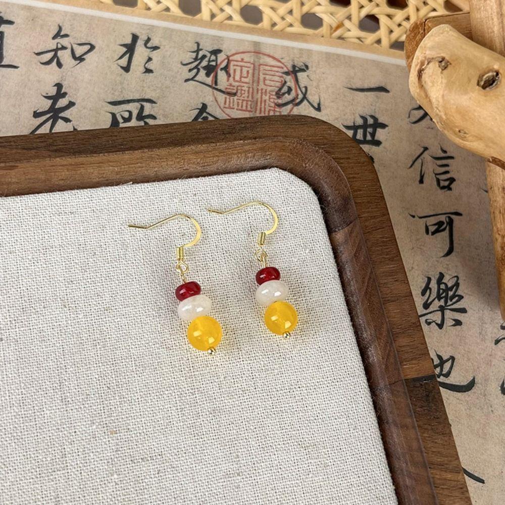 Bông Tai Đính Hạt Acrylic Màu Gradient Phong Cách Trung Hoa Cổ Điển Thời Trang Cho Nữ