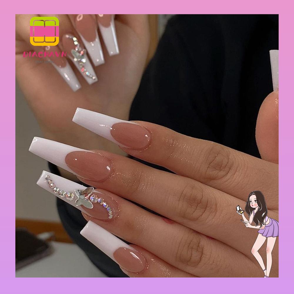 Hộp 24 Móng Tay Giả Múa Ba Lê Che Phủ Toàn Diện Tháo Rời Được