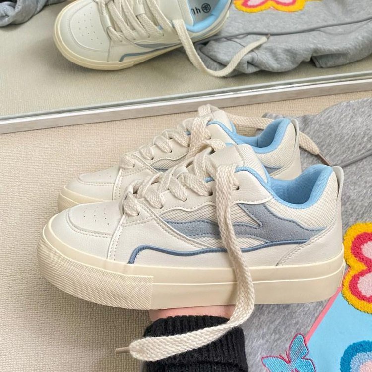 Giày Thể Thao Da Đế Bằng Phong Cách Retro Thời Trang Xuân Thu Cho Nữ