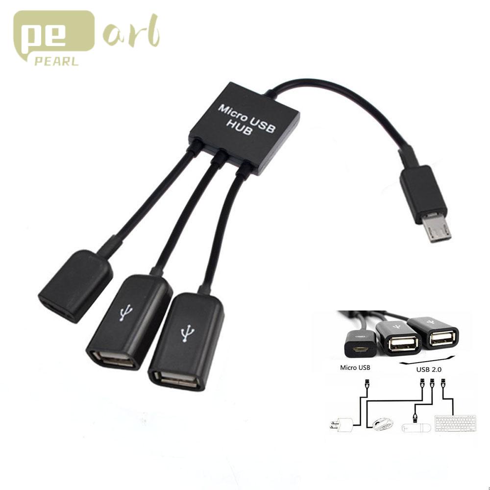 .Đầu Chia Cổng Sạc Micro USB OTG 3 Trong 1 Nhỏ Gọn Tiện Dụng Cho Điện Thoại / Máy Tính Bảng