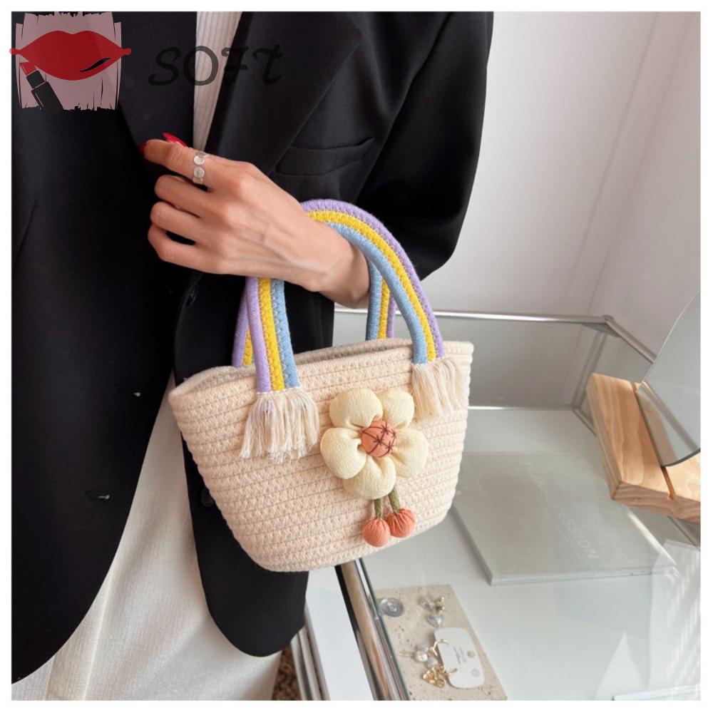 Túi Rơm Dệt Màu Cầu Vồng Cá Tính Thời Trang Cho Nữ