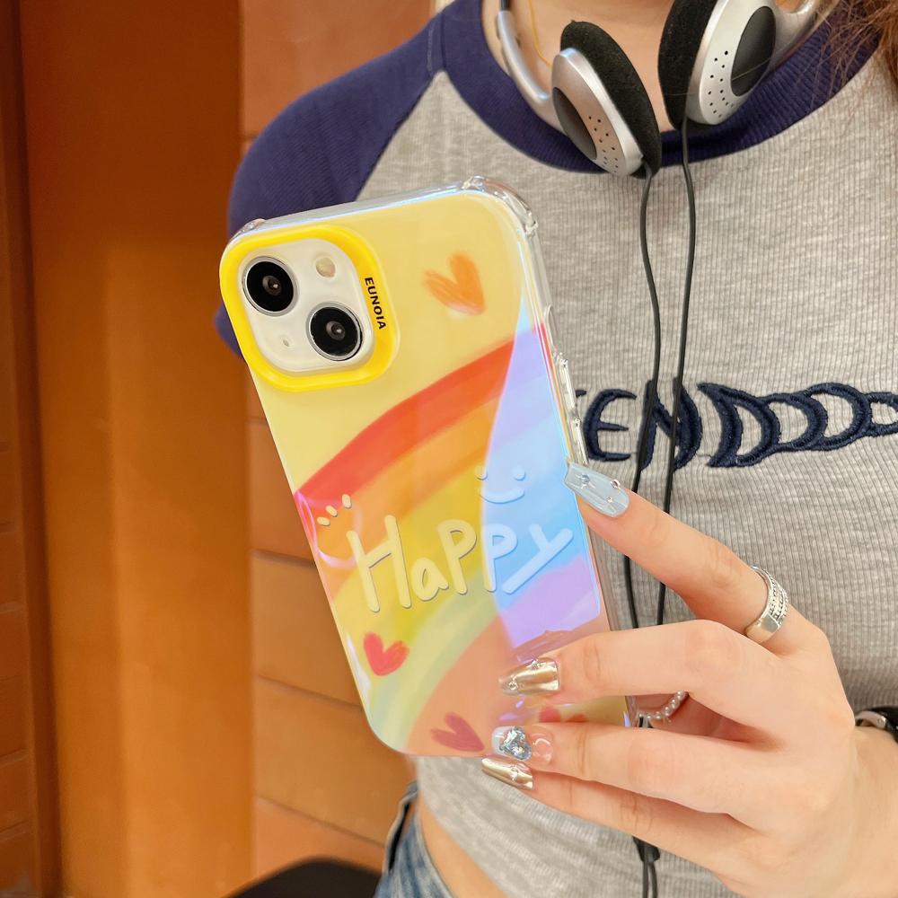 Ốp Điện Thoại TPU Mềm Chống Rơi Màu Cầu Vồng Đính Ngọc Trai Và Dây Đeo Chéo Cho iPhone 14 13 12 11 Pro Max