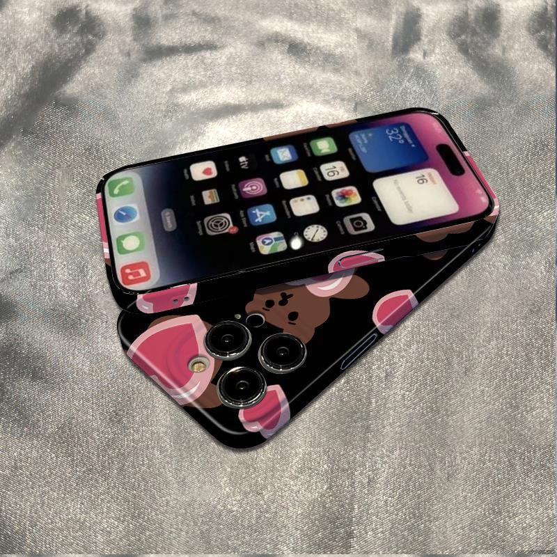 Ốp Điện Thoại Dẻo Màu Hồng Họa Tiết Chú Gấu Dễ Thương Chống Sốc Cho iPhone12max11 78 13 6In 14pro A369