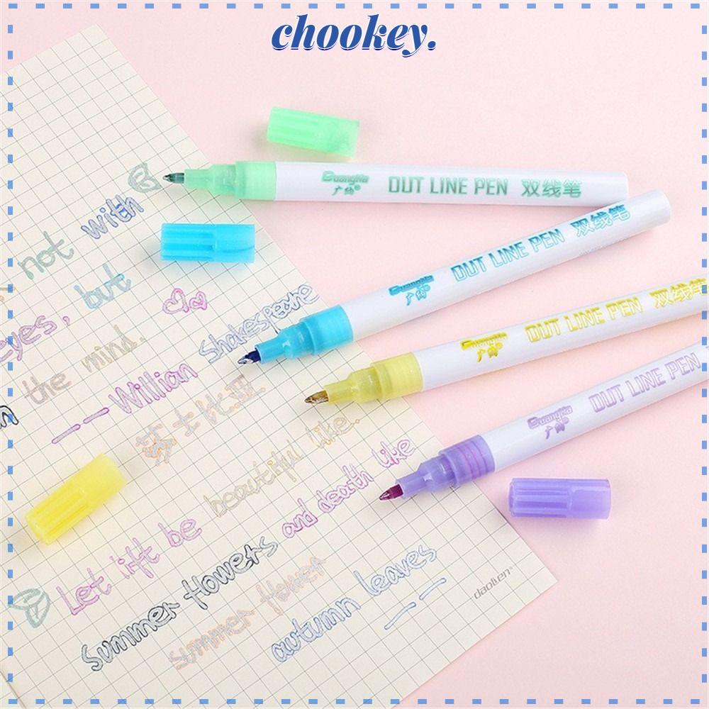 CHOOKEY Bút Đánh Dấu Hai Đầu 8 / 12 Màu Sắc Đa Dạng