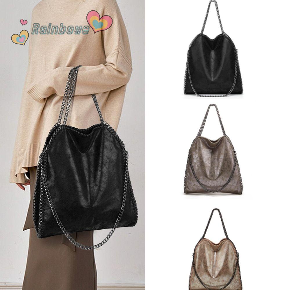 Túi Kẹp Nách Da Pu Sức Chứa Lớn Màu Cầu Vồng Cho Nữ