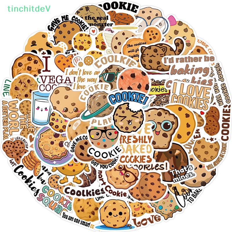 [TinchitdeV] 50 Miếng Dán Trang Trí Laptop Hình Bánh Quy Hoạt Hình Graffiti Tối Giản Dễ Thương [Mới]