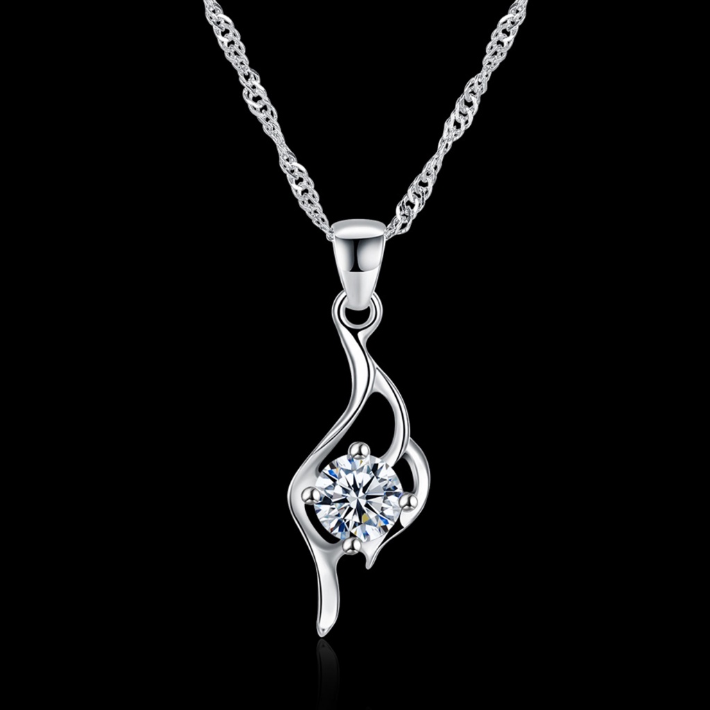 Vòng cổ Mạ Bạc Đính Đá Zircon Lấp Lánh Thời Trang Cho Nữ