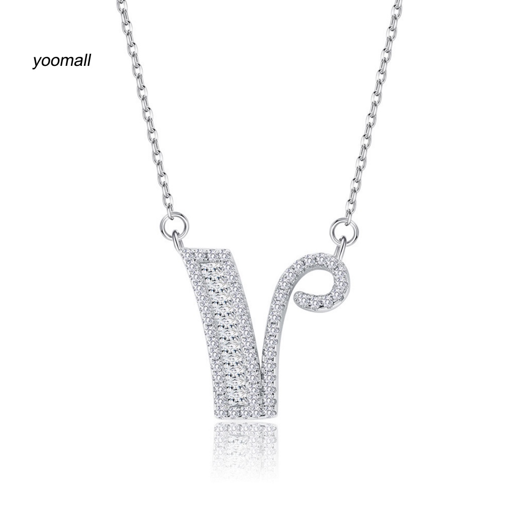 Vòng cổ Mạ Bạc Mặt Chữ Cái Đính Đá Zircon Sang Trọng Cho Nữ