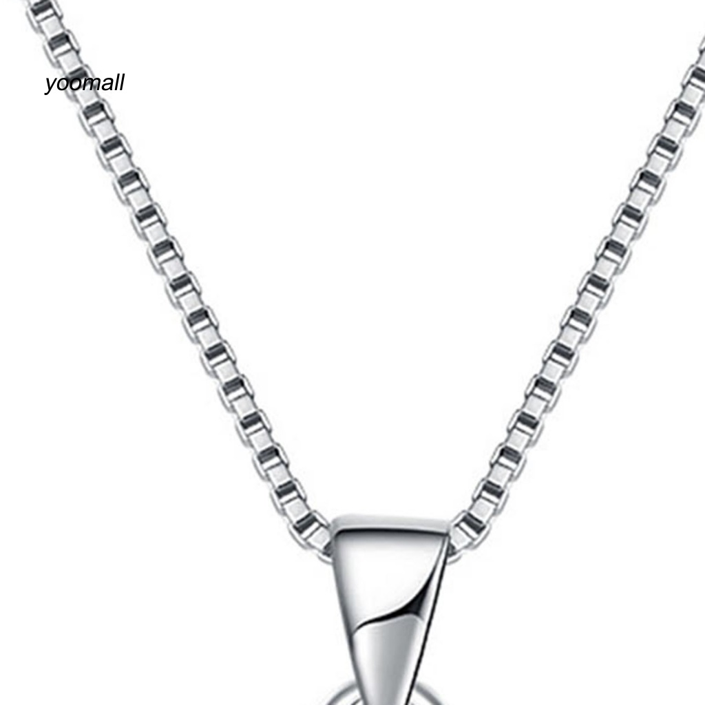 Vòng cổ Mạ Bạc 925 Mặt Hình Tròn Rỗng Đính Đá Zircon