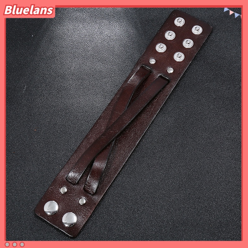 Vòng Tay Da Thiết Kế Đơn Giản Sáng Tạo Phong Cách Punk Cho Nam