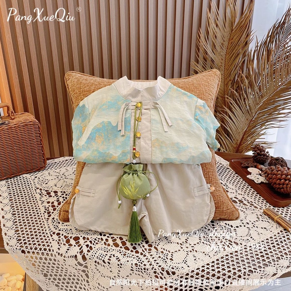 Bộ Đồ Hán Phục Hai Mảnh Mùa Hè 2023 Phong Cách Trung Hoa Cho Bé Trai Và Bé Gái