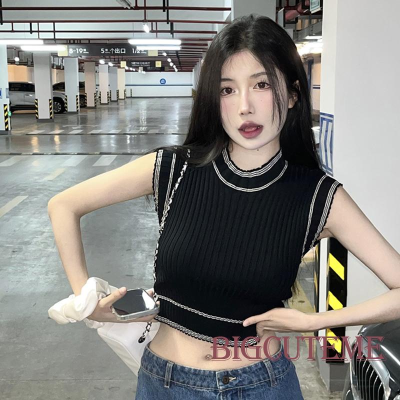 [] Áo Tank Top Không Tay Cổ Tròn Ôm Dáng Phong Cách Đường Phố Mùa Hè Cho Nữ