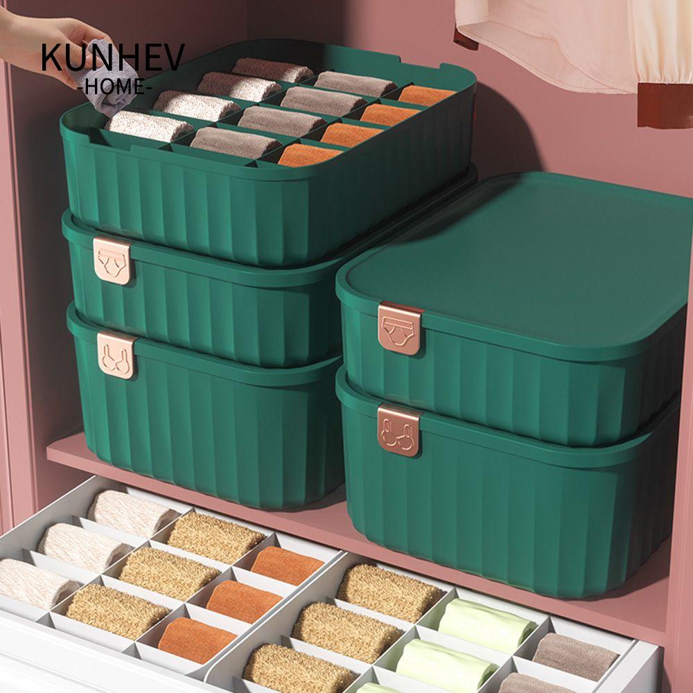 KUNHEV Hộp Đựng Đồ Lót / Vớ Bằng Nhựa Chia Ngăn Tiện Dụng Cho Gia Đình