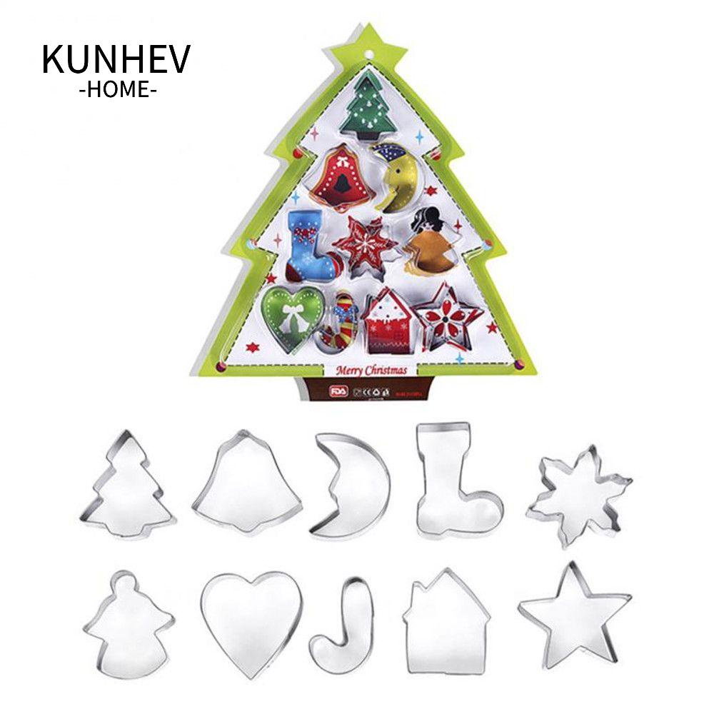KUNHEV Set 6 / 10 Khuôn Làm Bánh Hình Cây Thông / Ngôi Sao / Người Tuyết