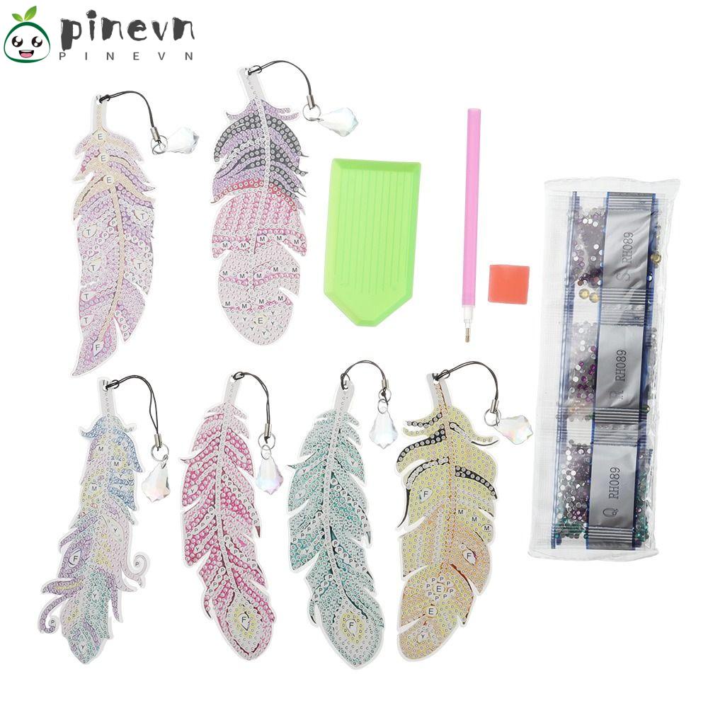 Bộ 6 Thẻ Đánh Dấu Trang Sách Hình Lông Vũ 5d