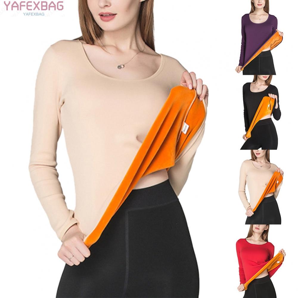 Womens Thermal Underwear Warm Fleece T-shirt Soft Winter Thick Tops Pullover