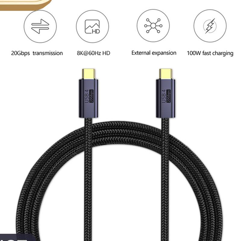 Cáp Sạc Nhanh 20Gbps 8K 60Hz PD 100W USB 4.0 Type-C Male Sang Male
