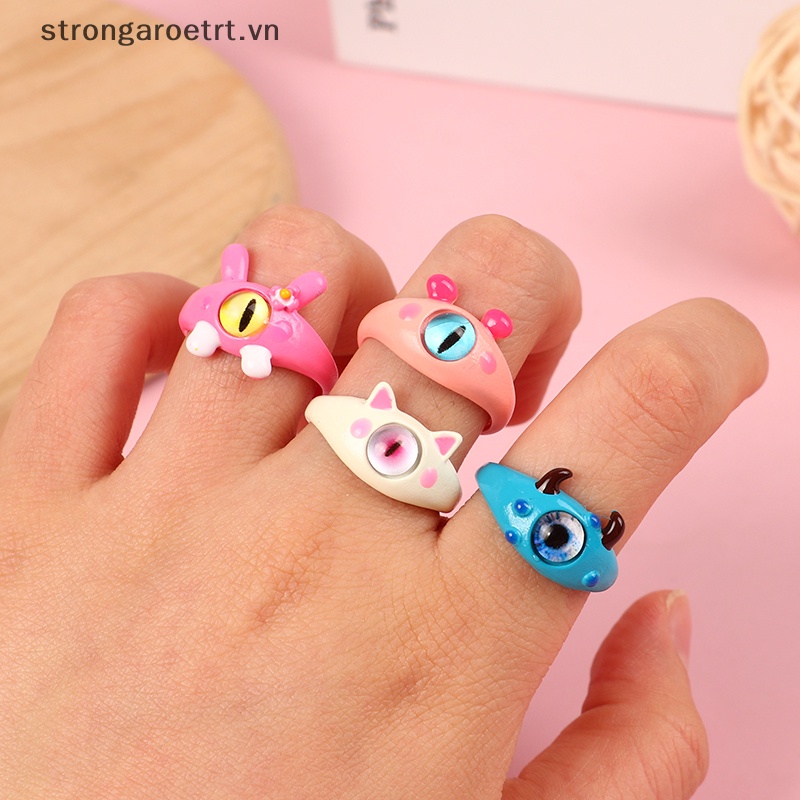 Nhẫn Cưới Dạng Hở Hình Mắt Mèo Màu Xanh Lá Dễ Thương Cho Cặp Đôi