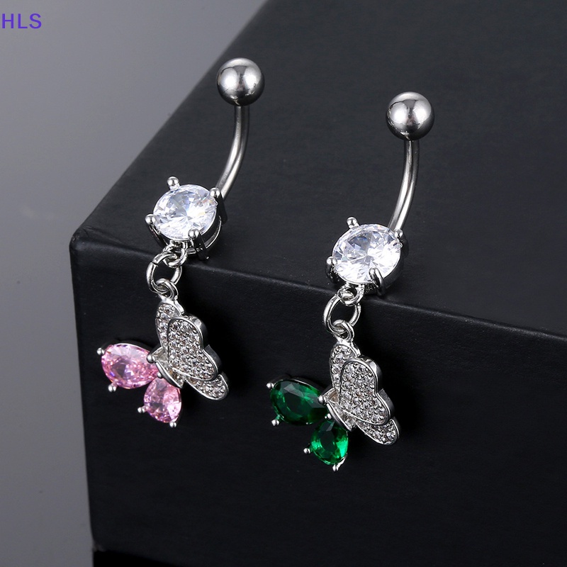 Khuyên Rốn Hình Bướm Đính Đá Zircon Bằng Thép Không Gỉ Thời Trang Cho Nữ