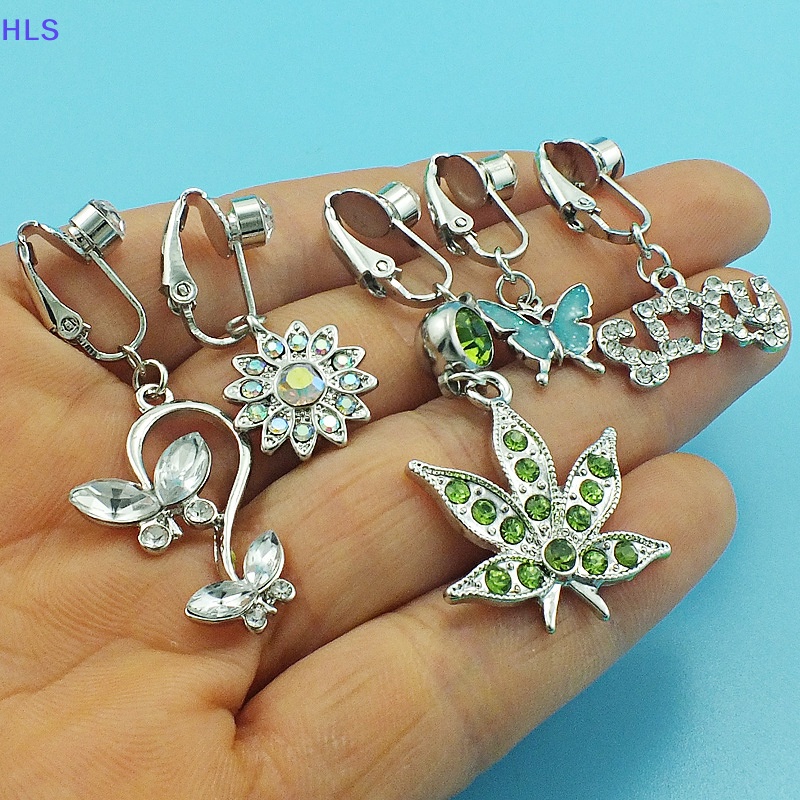 [HLS] Khuyên Rốn Đính Đá Zircon Giả Dạng Kẹp Trang Trí Hình Bướm Mặt Trăng Không Cần Trang Sức Cho Nữ