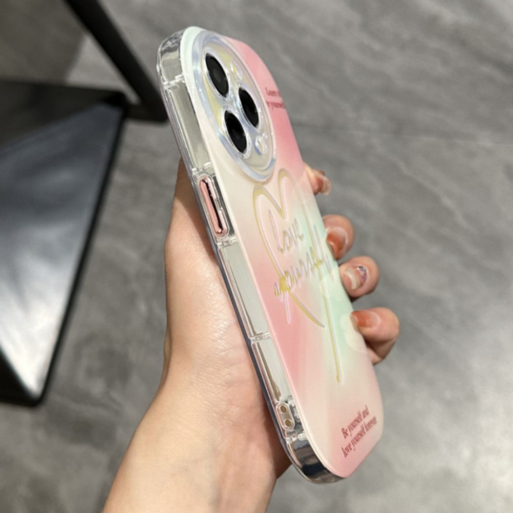Ốp Điện Thoại TPU Dẻo Màu Hồng Laser Bảo Vệ Ống Kính Thời Trang Chống Sốc Cho IPhone 11 12 13 14 Pro Max
