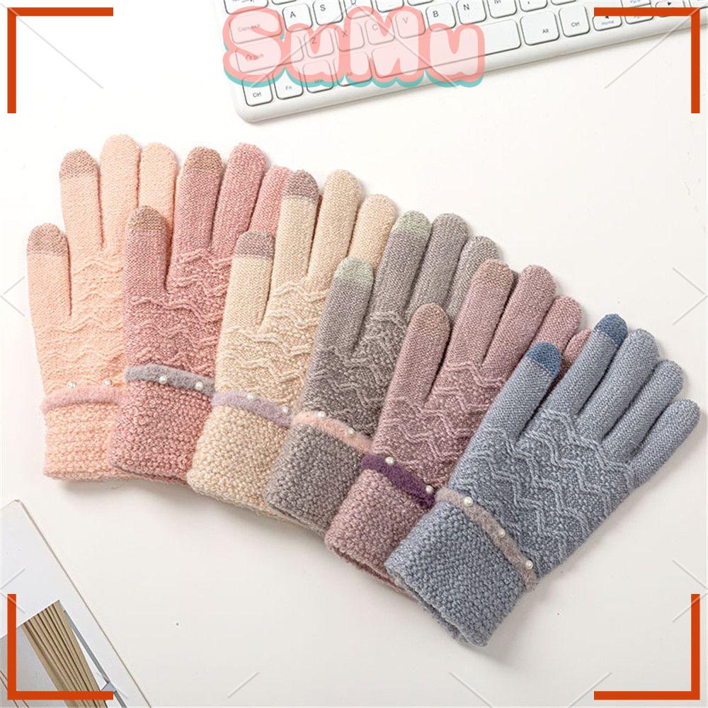 SUMU Găng Tay Len Hở Ngón Thời Trang Dành Cho Mùa Đông
