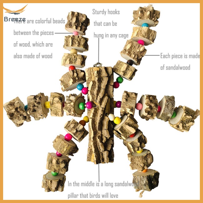 Đồ Chơi Dây Gỗ Tự Nhiên Chống Rách Làm Sạch Răng Cho Vẹt Cỡ Vừa / Lớn