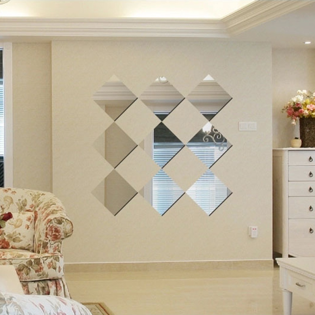 Bộ 9 Miếng Dán Tường Tráng Gương Bằng Acrylic Chống Mòn Có Thể Tháo Rời Cho Nhà Ở