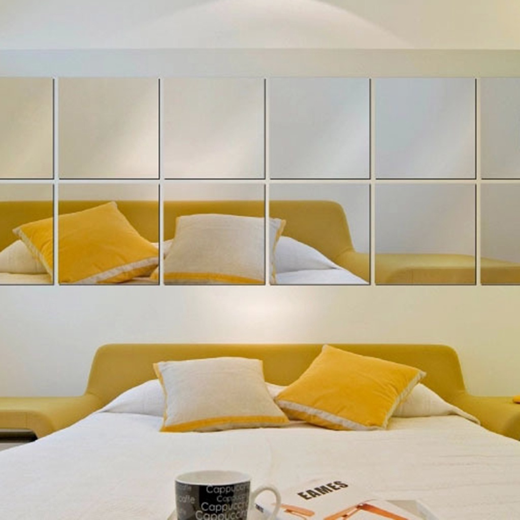 Bộ 9 Miếng Dán Tường Tráng Gương Bằng Acrylic Chống Mòn Có Thể Tháo Rời Cho Nhà Ở