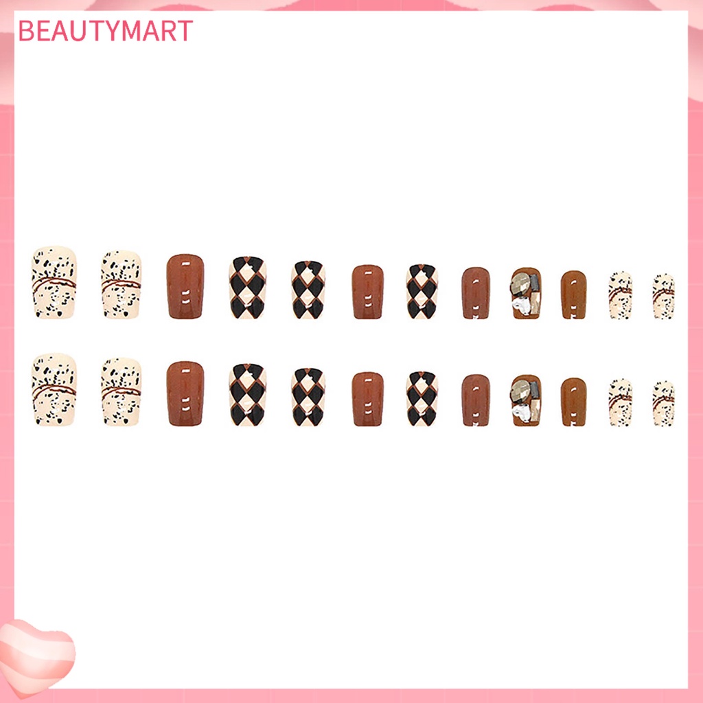 Bộ 24 Móng Tay Giả Đính Pha Lê Lấp Lánh Dễ Tháo Rời Dùng Trang Trí Móng Tay Mùa Thu Đông DIY