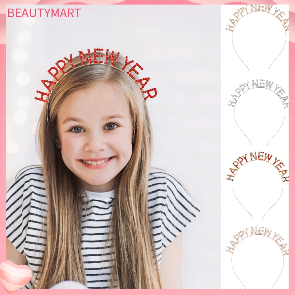 Băng Đô Cài Tóc Co Giãn Chống Trượt Đính Đá Lấp Lánh Mừng Năm Mới