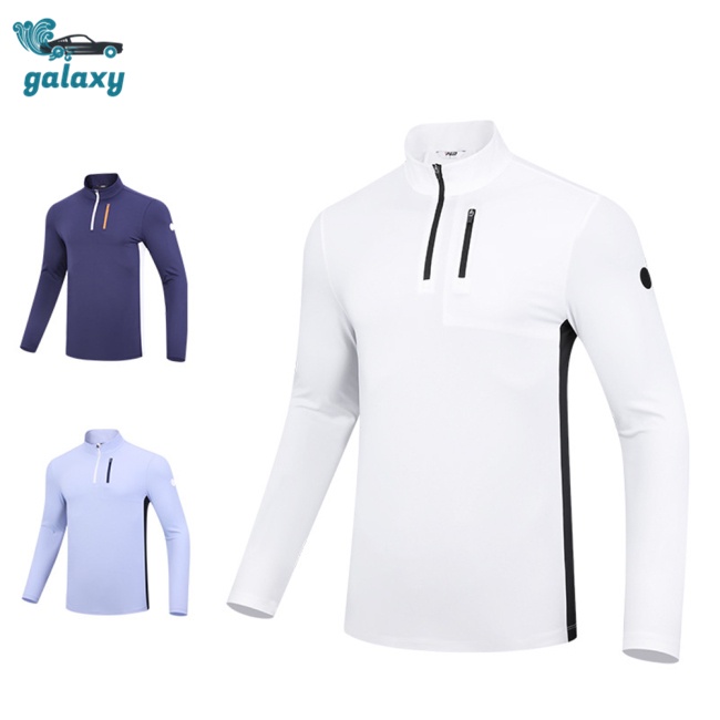 Galaxy Áo Thun Thể Thao Dài Tay Cổ Đứng Phối Màu Tương Phản Thoáng Khí Có Khóa Kéo Thời Trang Cho Nam
