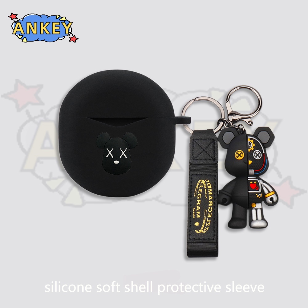 For SoundPEATS Air 4 / Air 3 Deluxe / Capsule 3 Pro Earphone Silicone Case Blue Kaws Earbuds Protective Headphone Cover Headset Skin with Pendant