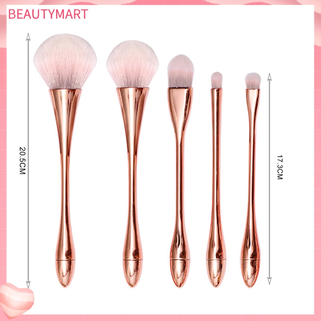 Set 5 Cọ Trang Điểm Thắt Lưng Bằng Nhựa Lông Mềm Mạ Điện Đa Năng