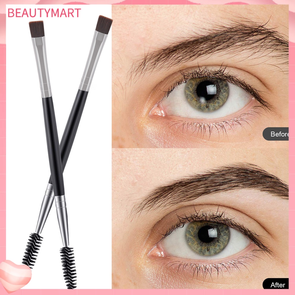 Set 2 Cọ Trang Điểm Lông Mi Thiết Kế Xoắn Ốc Màu Bạc / Đen Thiết Kế Tay Cầm Bằng Gỗ Tiện Lợi Dành Cho Nữ