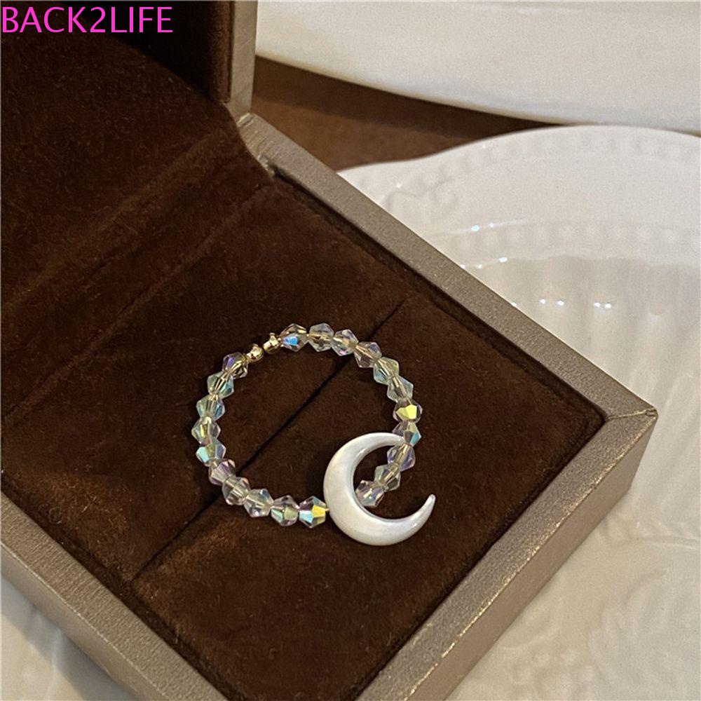 BACK2LIFE Nhẫn Hở Hình Trăng Sao Bằng Hợp Kim Thời Trang Cho Nữ