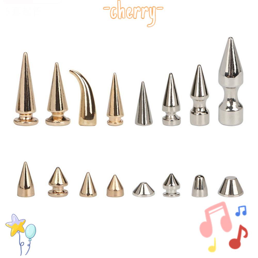 Set 3 10 Đinh Tán Trang Trí Cổ Áo Da / Đinh Tán Đầu Nhọn Phong Cách Punk Bền Bỉ