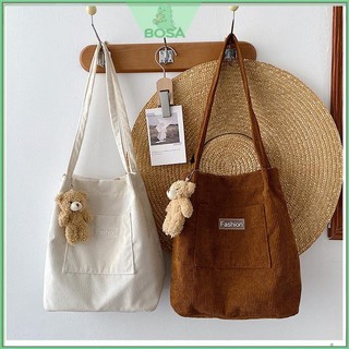 Túi tote đeo chéo nhung tăm trơn unisex giá rẻ đi học đi chơi