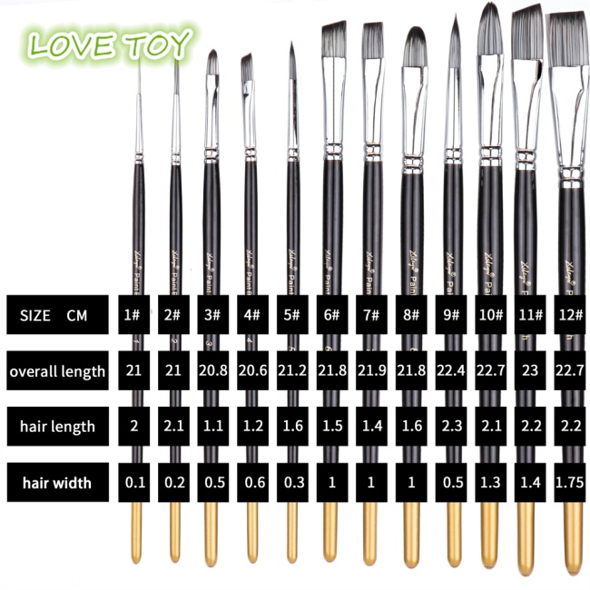 Set 12 Cọ Vẽ Màu Nước Chuyên Nghiệp Cho Người Mới Bắt Đầu