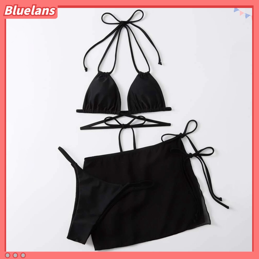 1 Bộ Đồ Bơi Hai Mảnh Bằng Polyester Siêu Mềm Màu Trơn Mau Khô Dành Cho Nữ