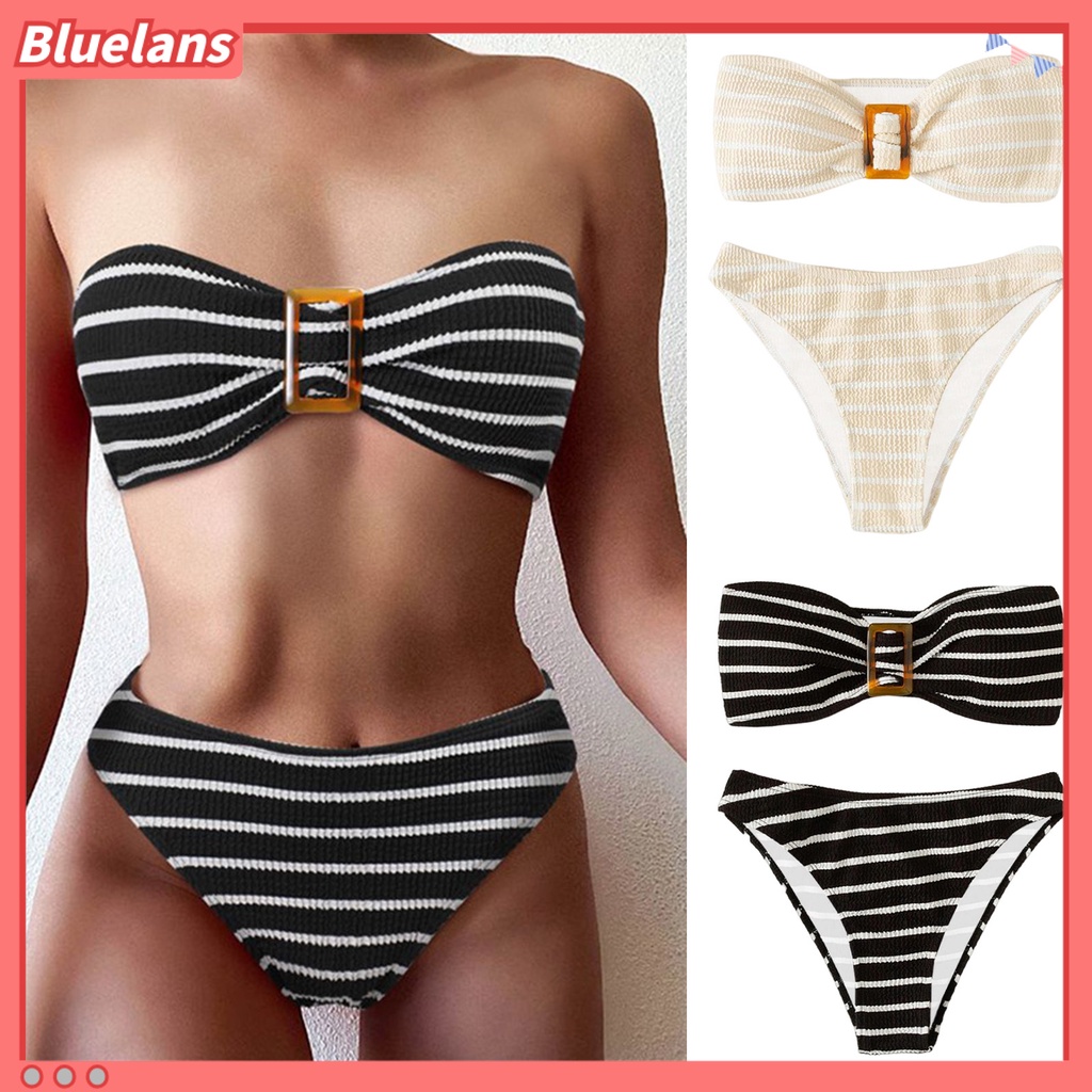 Bộ Đồ Bơi 2 Mảnh Mềm Mại Ôm Dáng Hở Vai Mau Khô Cho Nữ