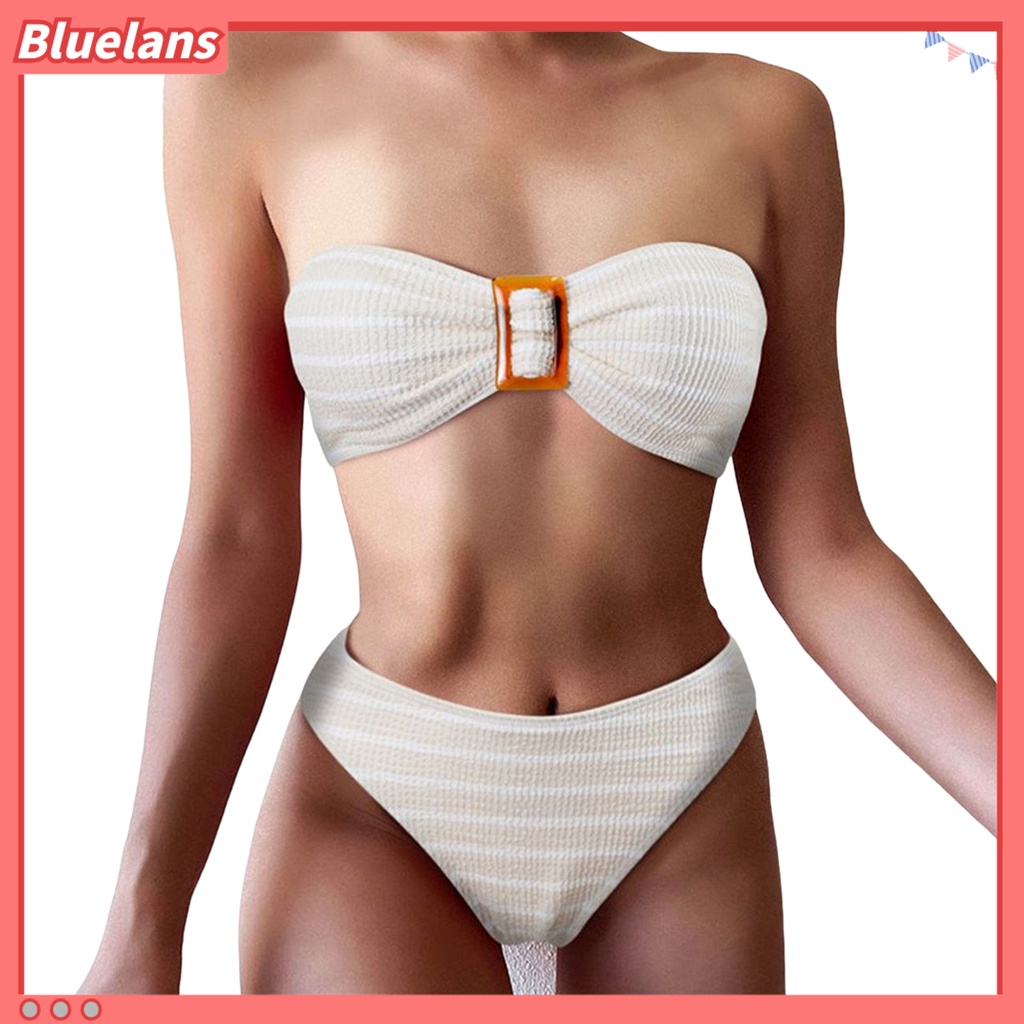 Bộ Đồ Bơi 2 Mảnh Mềm Mại Ôm Dáng Hở Vai Mau Khô Cho Nữ