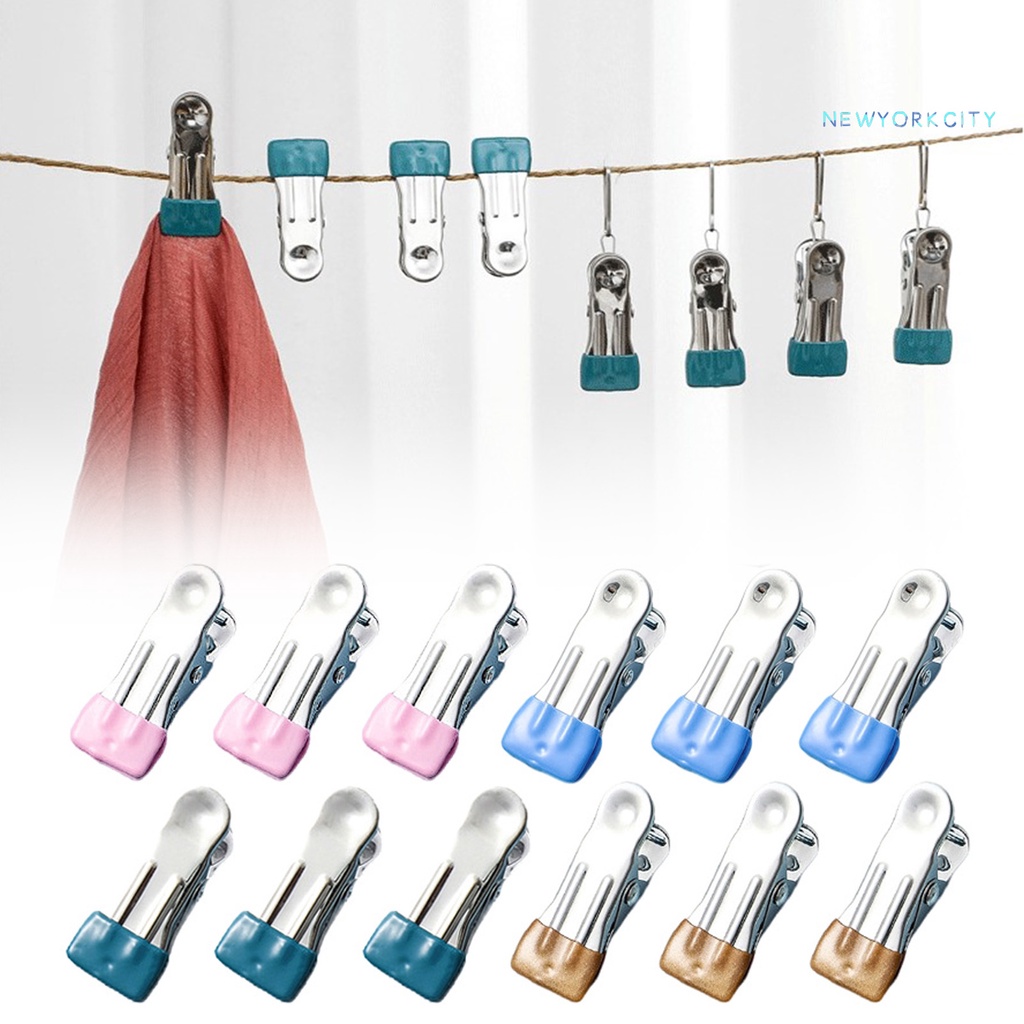 Set 10 Kẹp Phơi Quần Áo NY-10 Bằng Kim Loại Chống Trượt Chống Rách Tiện Dụng
