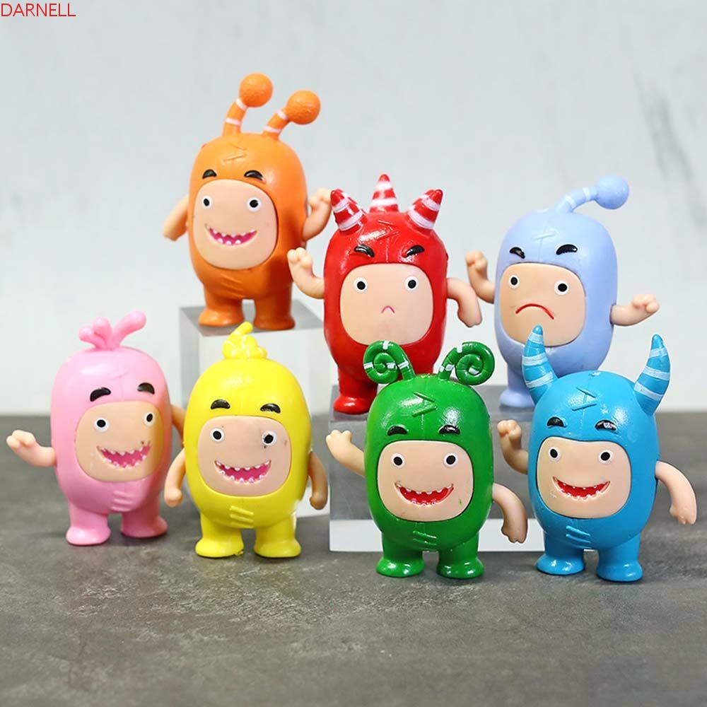 DARNELL Bộ 7 Mô Hình Búp Bê Anime Oddbods Kawaii Bằng PVC Để Bàn Trang Trí