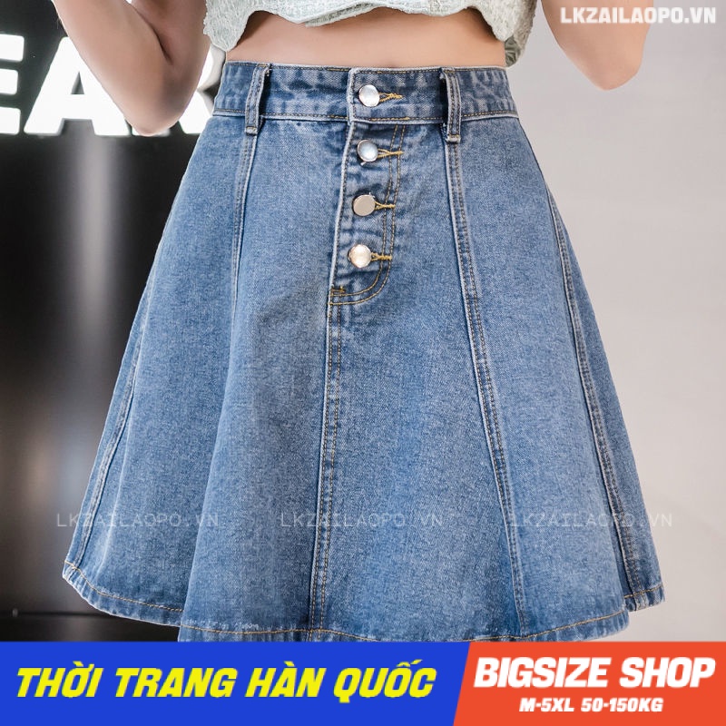 Chân váy denim nữ chân váy jeans bò nữ ngắn Bigsize chân váy nữ lưng cao cạp cao chữ a mùa hè Phong cách Hàn Quốc Thời Trang tiểu thư cá tính xinh đẹp cho người mập béo
