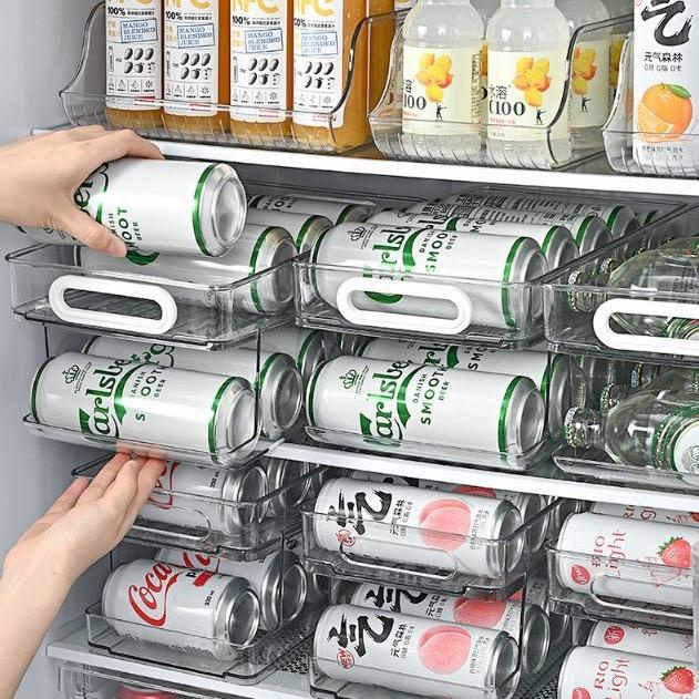 Hộp 2 tầng trong suốt đựng nước ngọt, bia tủ lạnh, khay bia 2 tầng